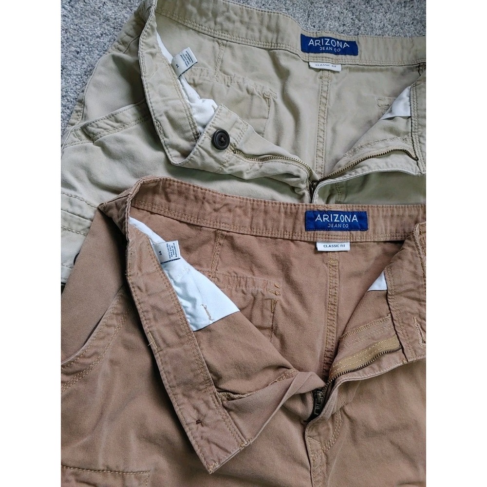 Lot Of 2 Arizona Jean Y2K Cargo Shorts Mens 34 Khaki Brown Classic Fit Utility - Picture 2 of 7